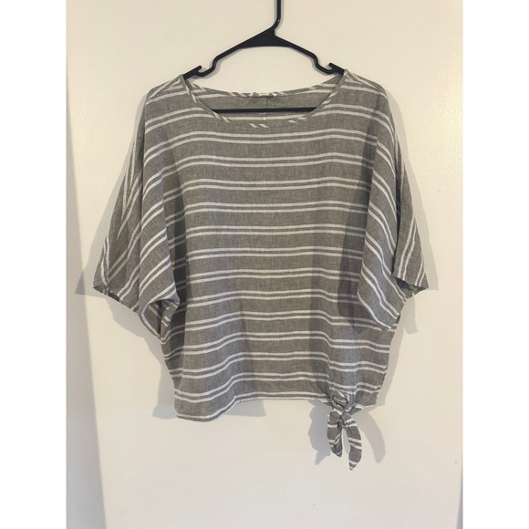 beachlunchlounge Tops - Linen Blend Side Tie Blouse Top M Coastal Summer Vacation Resort boho